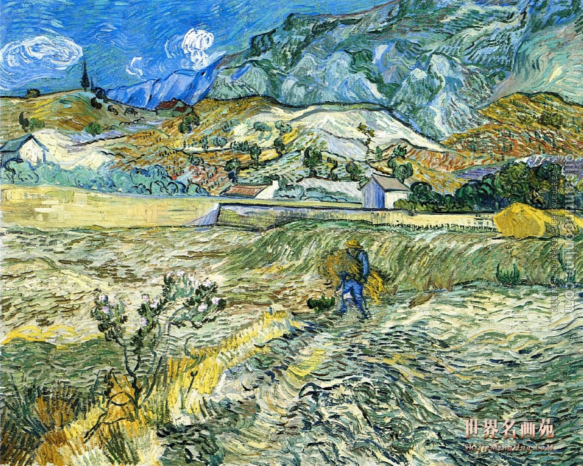 Gogh, Vincent van - Enclosed Field with Farmer Carrying a Bundle of Straw